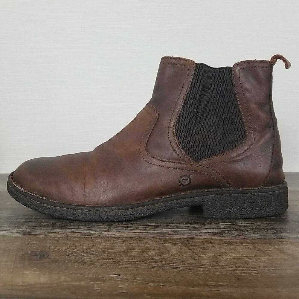 Born Brown Leather Hemlock Chelsea Boots Worn Distressed Leather Mens 13M